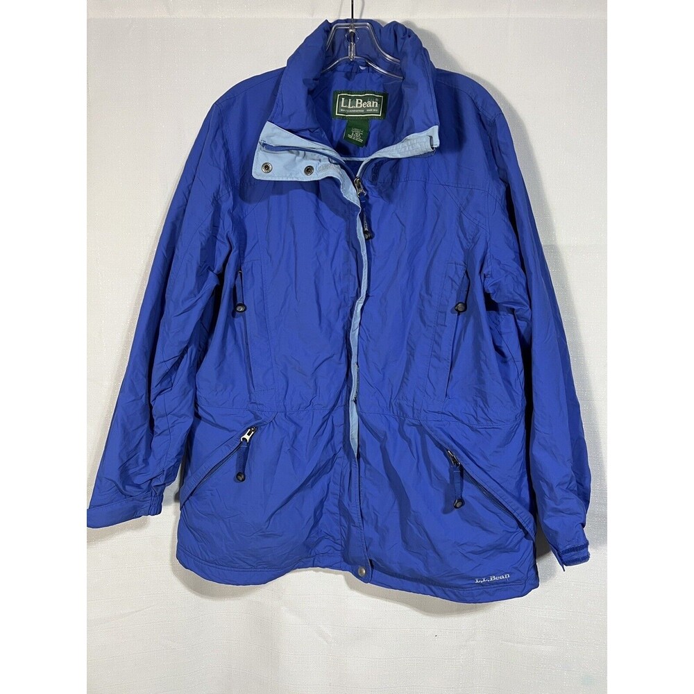 L.L. Bean Windbreaker Jacket Womens L Blue Hooded Gorpcore Hiking Lightweight